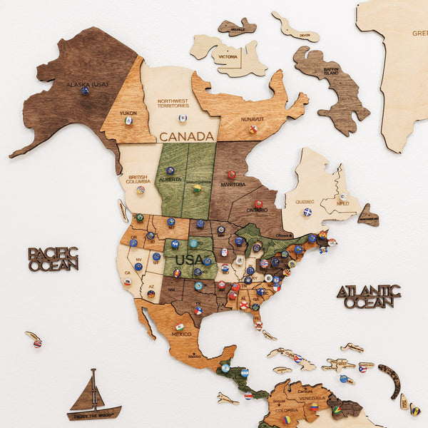 3D Wooden World Map Nature (B2B)