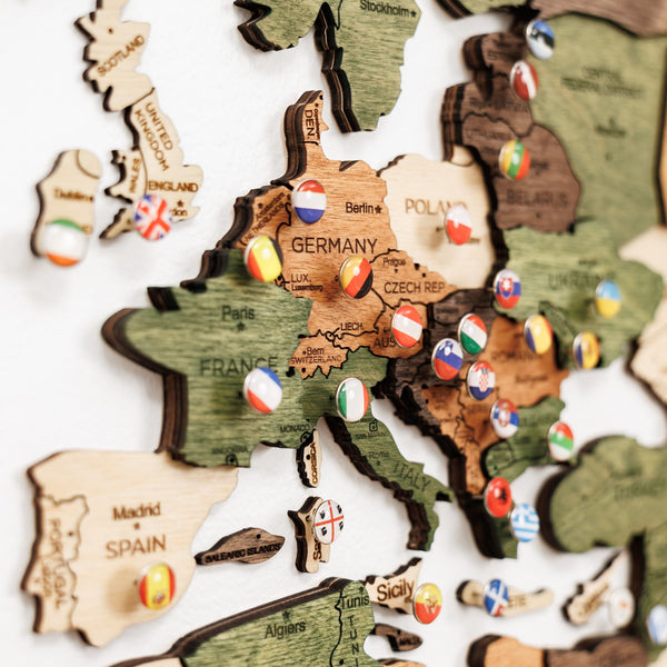 3D Wooden World Map Nature (B2B)