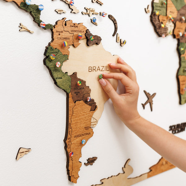 3D Wooden World Map Nature (B2B)