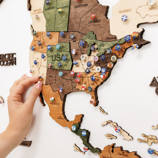 3D Wooden World Map Nature (B2B)