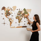 3D Wooden World Map Nature (B2B)