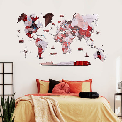 3D colored urban wall world map