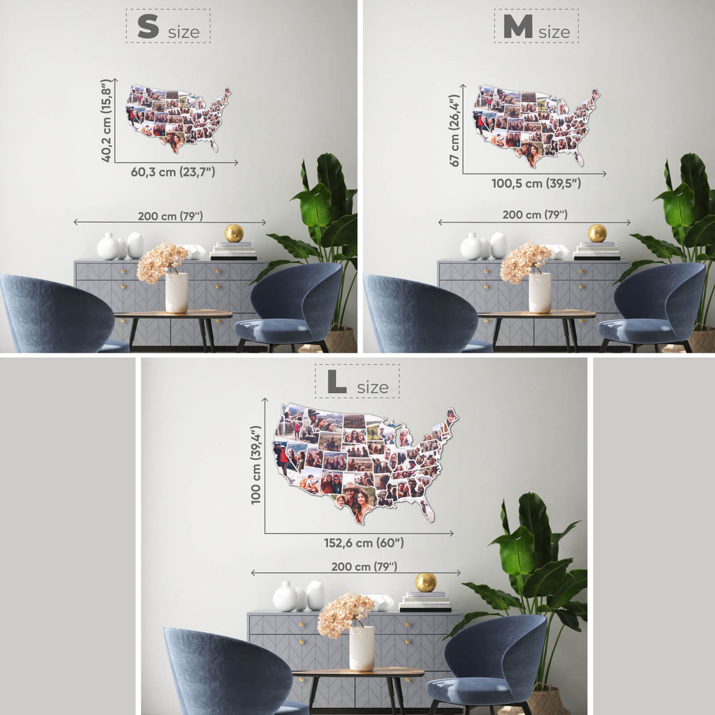 3D Wooden USA Map for Photos Midnight