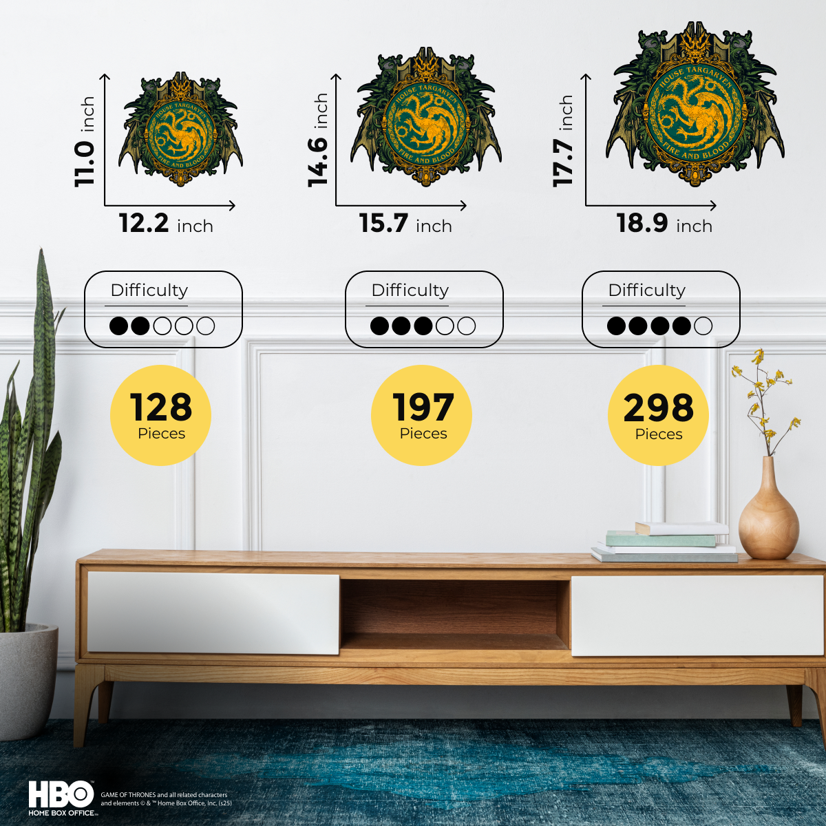 Wooden jigsaw puzzle Game of Thrones™ House Targaryen