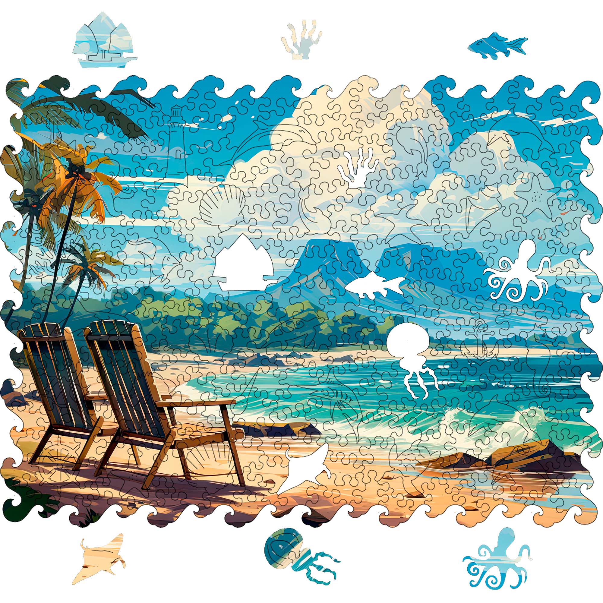 Wooden Jigsaw Puzzle Sea view