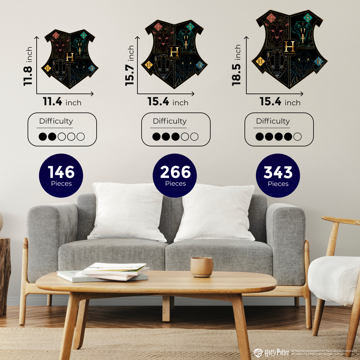 Дерев'яний класичний пазл Гаррі Поттер Хогвортс™ (чорний)