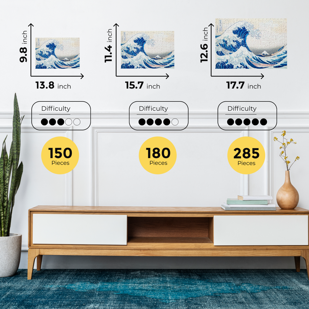 Wooden jigsaw maze puzzle The Great Wave Off Kanagawa (Hokusai)