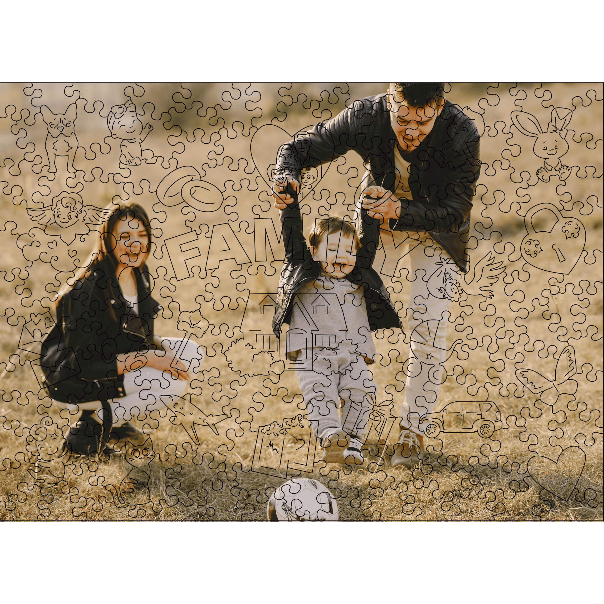 Custom Wooden Jigsaw Puzzle Family