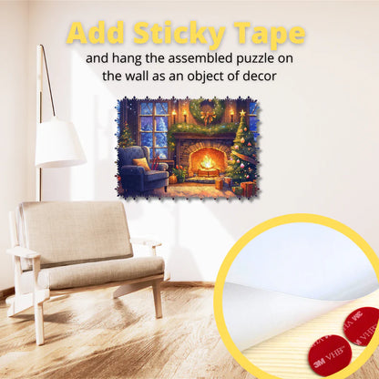 Wooden Jigsaw Puzzle Cozy Near the Fireplace