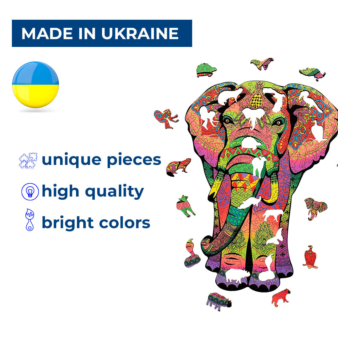 Дерев'яний пазл Слон