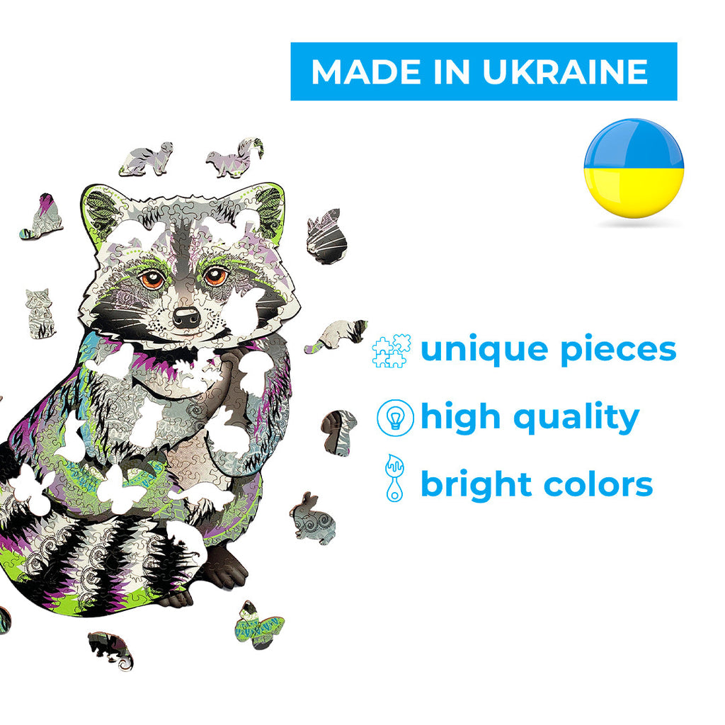 Дерев'яний пазл "Єнот"