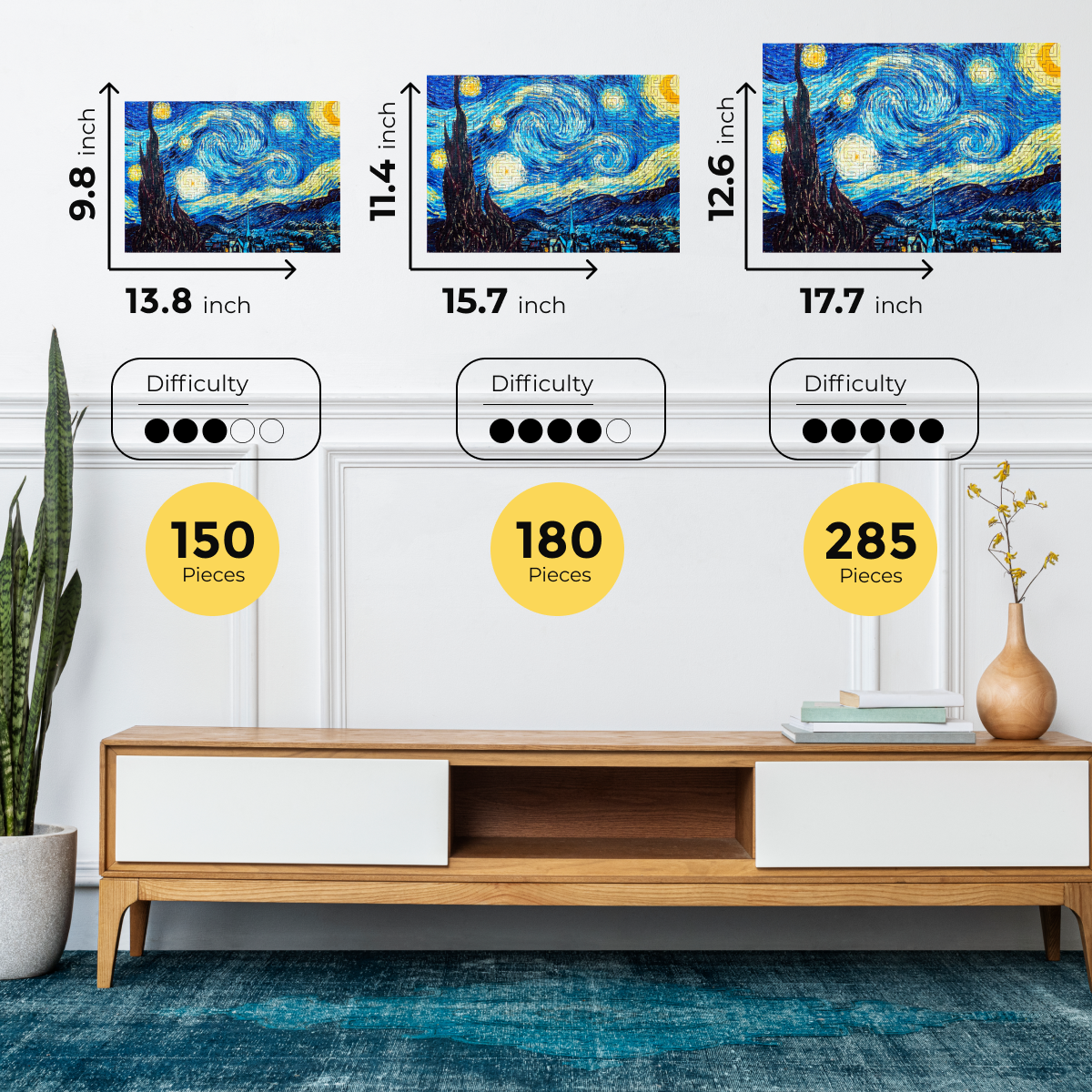 Wooden jigsaw maze puzzle The Starry Night (Vincent van Gogh)