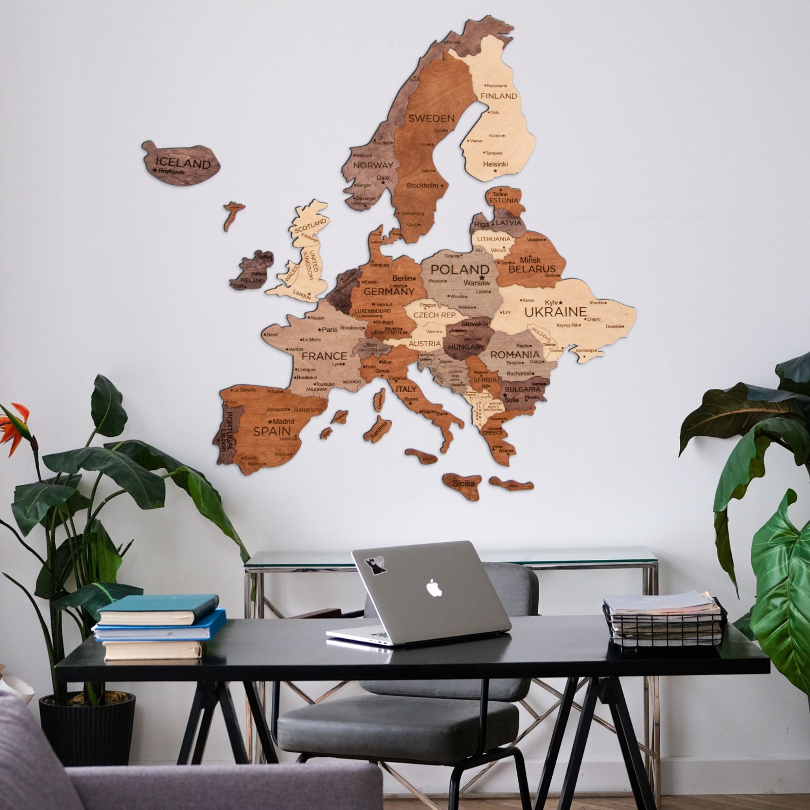 3d Wooden Europe Map decor