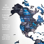 3D Luminous/Magnetic Colored Wooden World Map Space