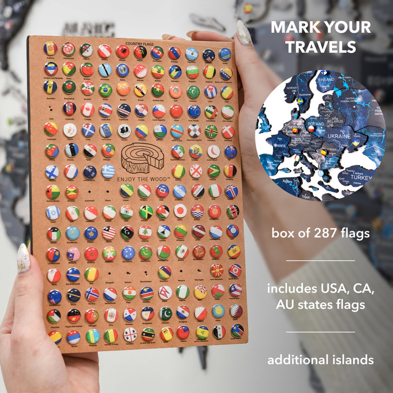 3D Luminous/Magnetic Colored Wooden World Map Space