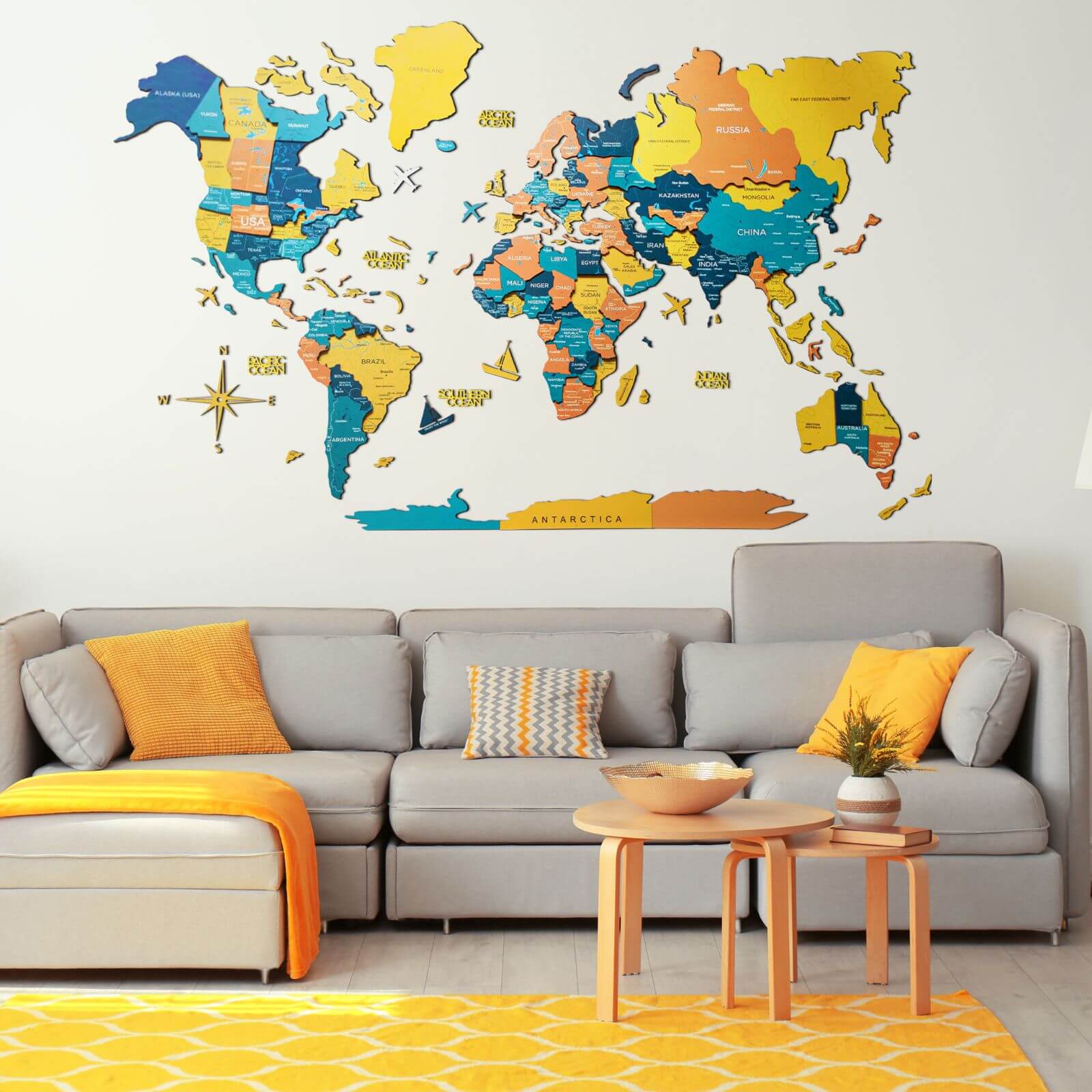 world map wall decor magnet