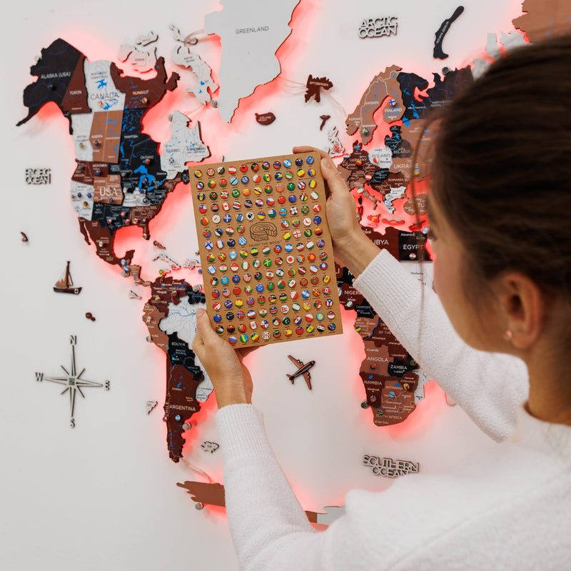 3D LED / LUMINOUS Wooden World Map 3.0 Rustic