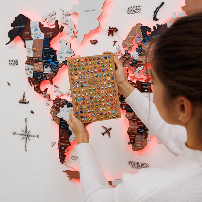 3D LED / LUMINOUS Wooden World Map 3.0 Rustic