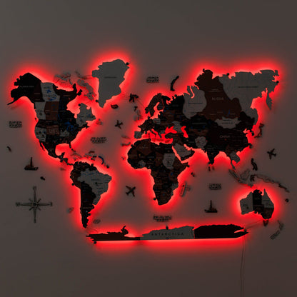 3D LED / LUMINOUS Wooden World Map 3.0 Rustic
