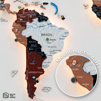 3D LED / LUMINOUS Wooden World Map 3.0 Rustic