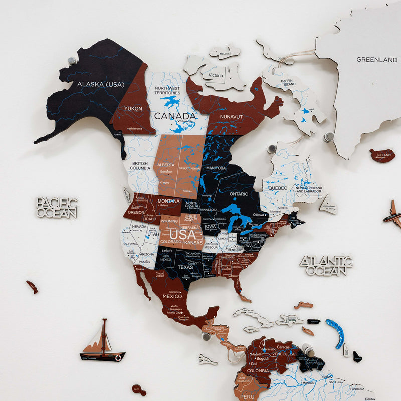 3D LED / LUMINOUS Wooden World Map 3.0 Rustic