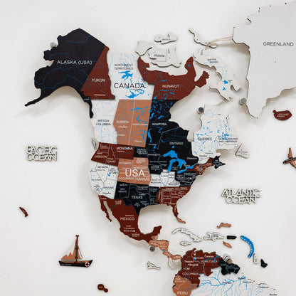 3D LED / LUMINOUS Wooden World Map 3.0 Rustic