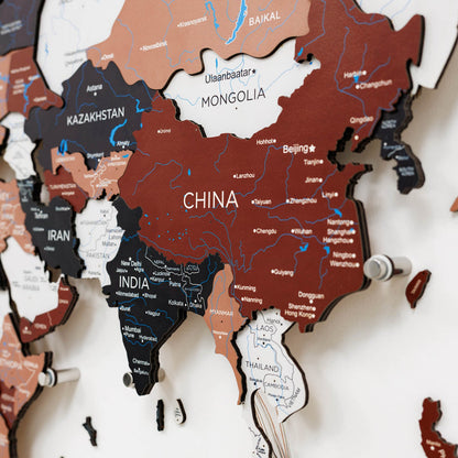 3D LED / LUMINOUS Wooden World Map 3.0 Rustic