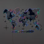 3D LUMINOUS LED Wooden World Map 2.0 Aqua