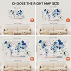 3D LUMINOUS LED Wooden World Map 2.0 Aqua