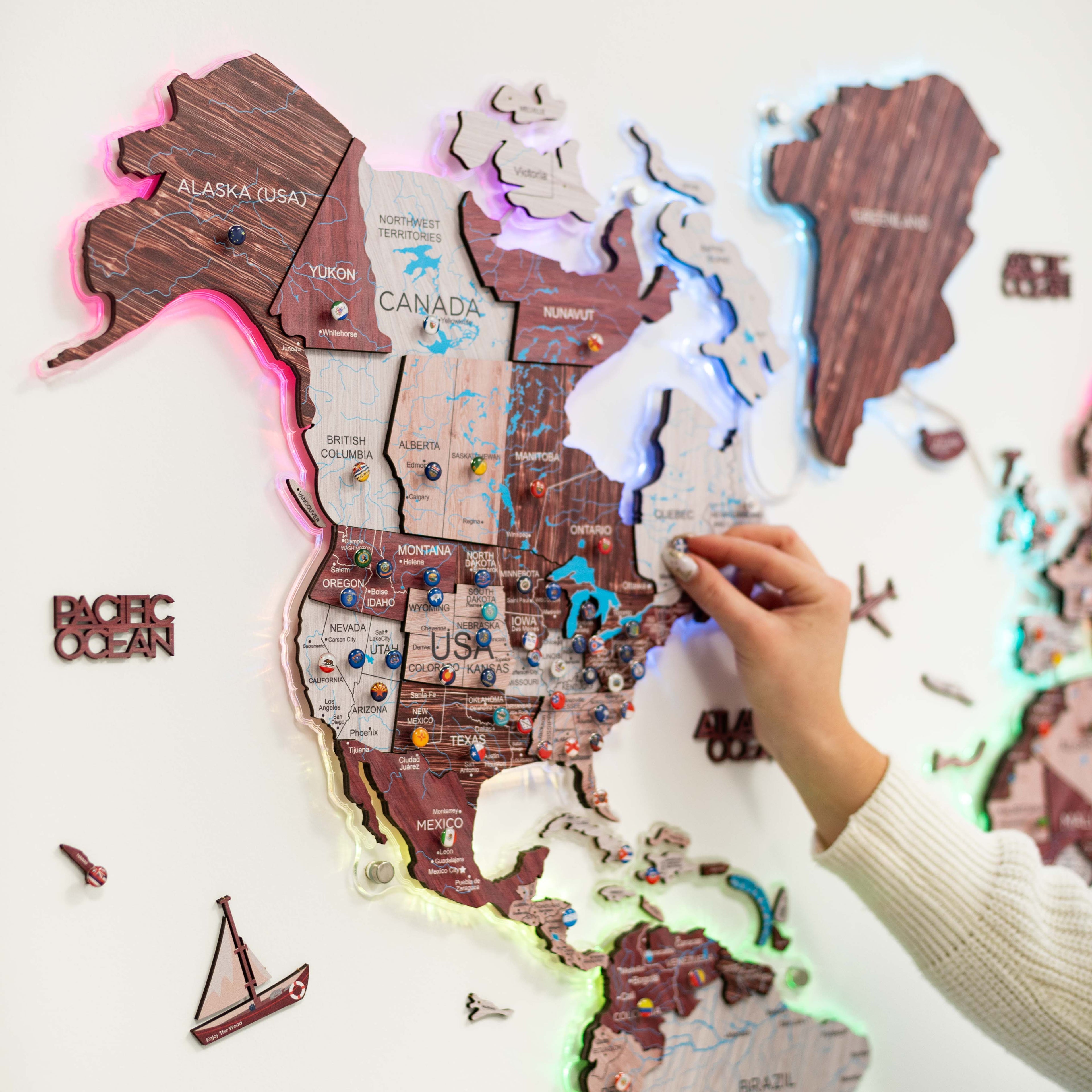 map wooden for a wall