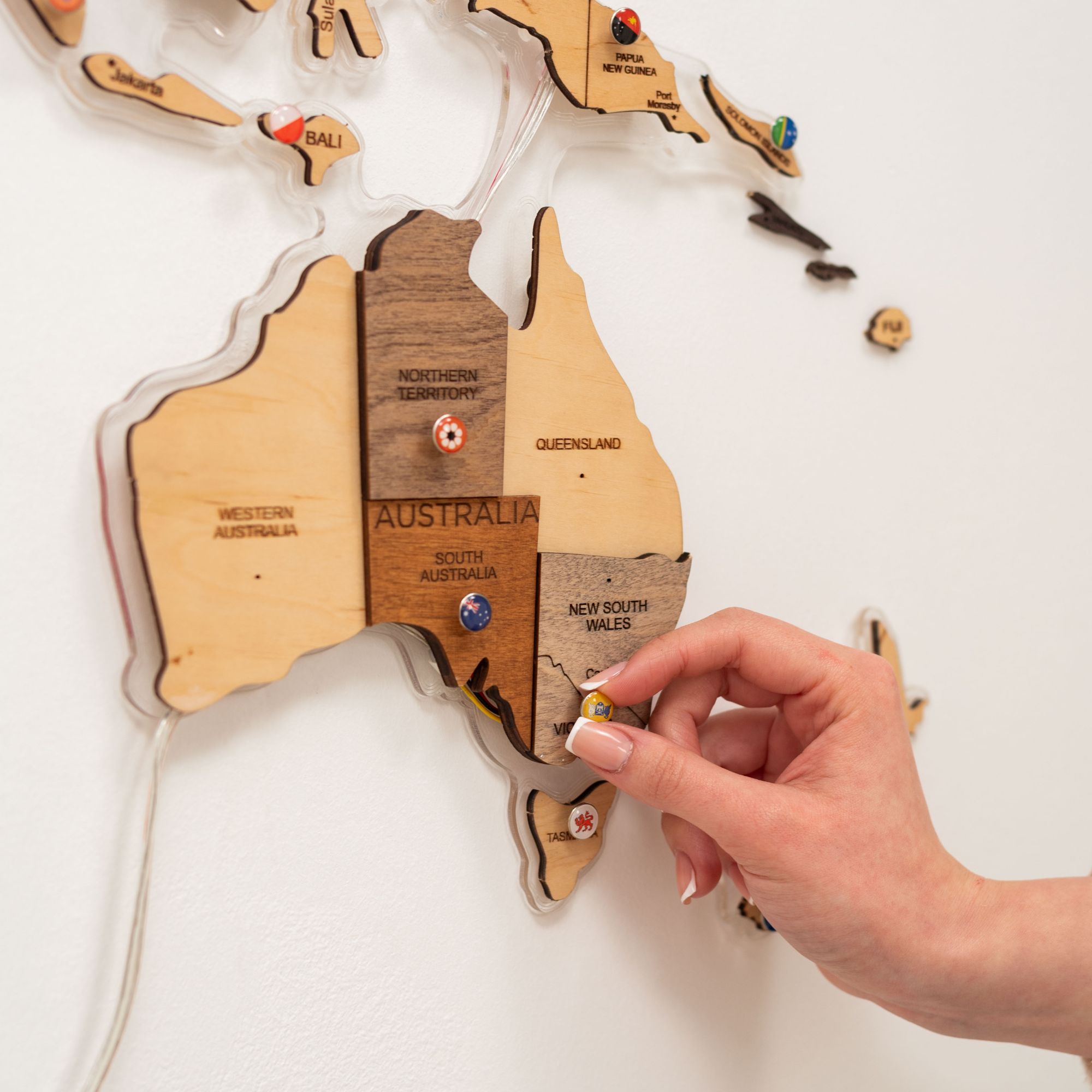 3D led wooden world map