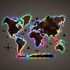 3D wall world map led