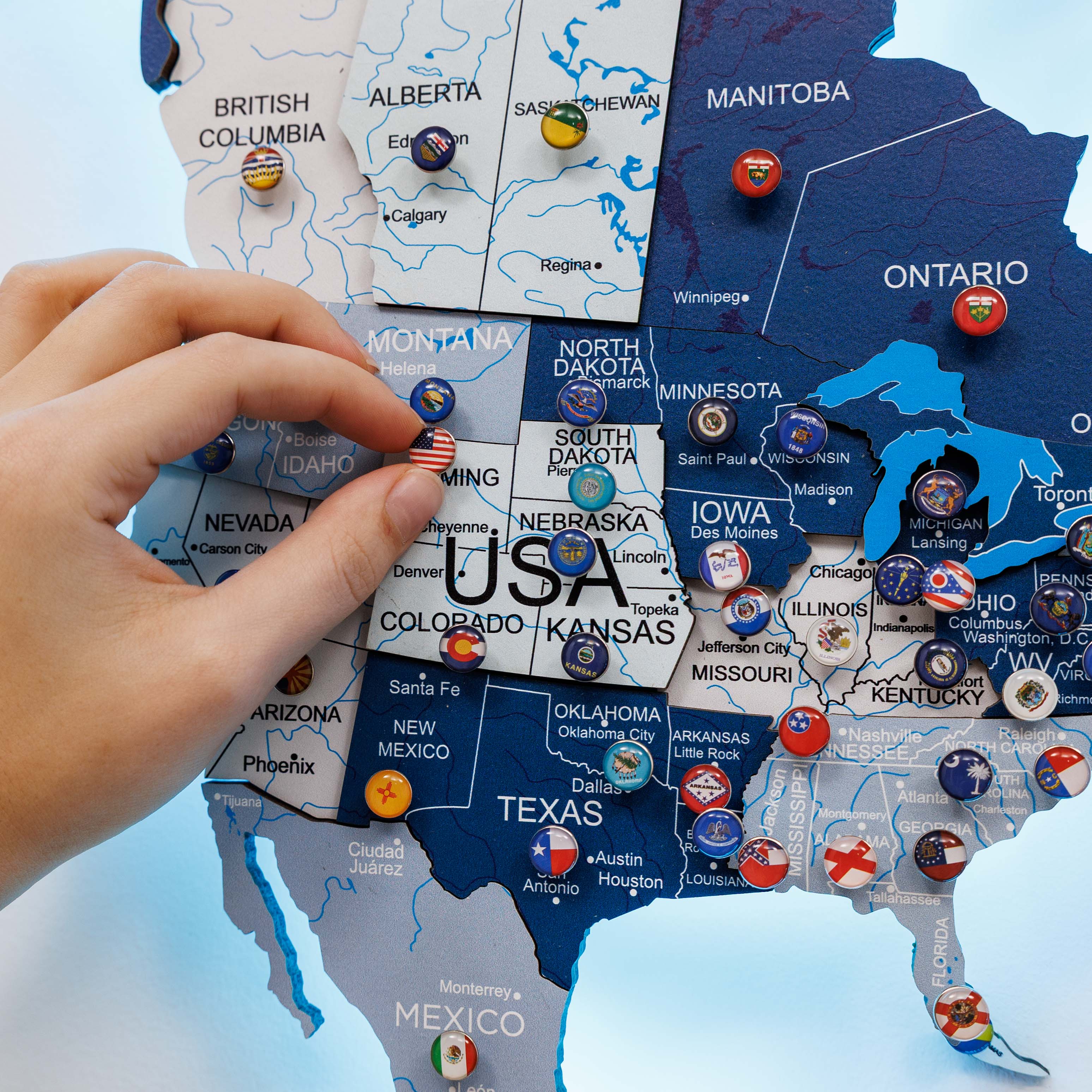 3D LED / LUMINOUS Wooden World Map 3.0 Aqua