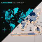 3D LED / LUMINOUS Wooden World Map 3.0 Aqua