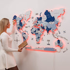3D LED / LUMINOUS Wooden World Map 3.0 Aqua