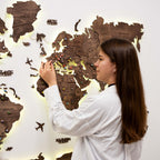 3D LED Wooden World Map 3.0 Dark Walnut