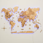 light up wooden world map