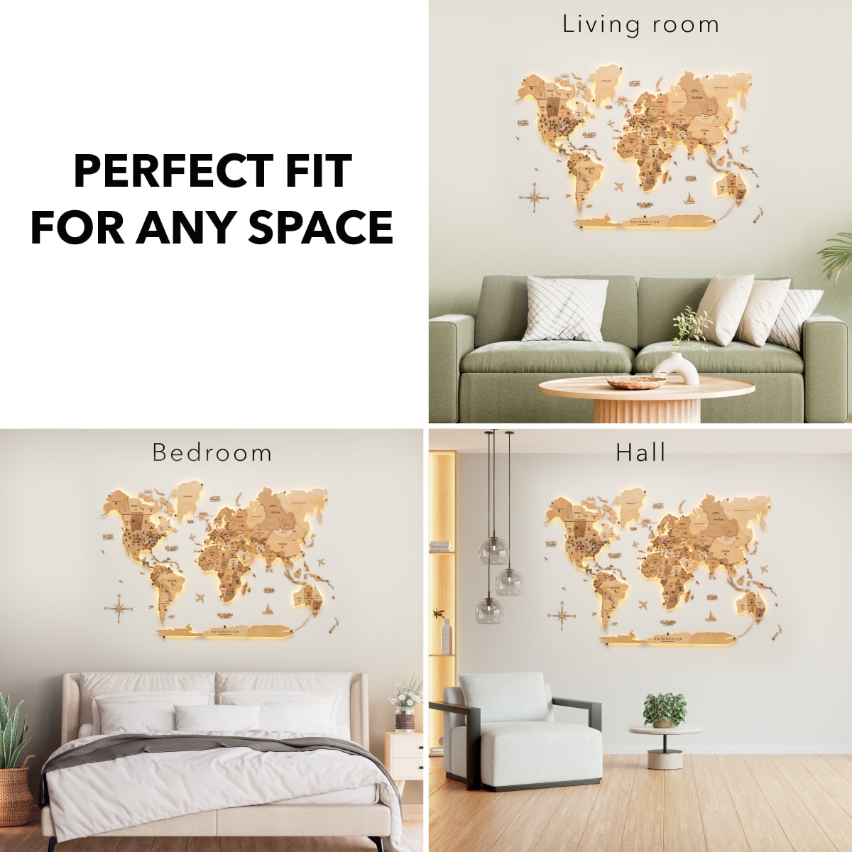 light up wooden world map