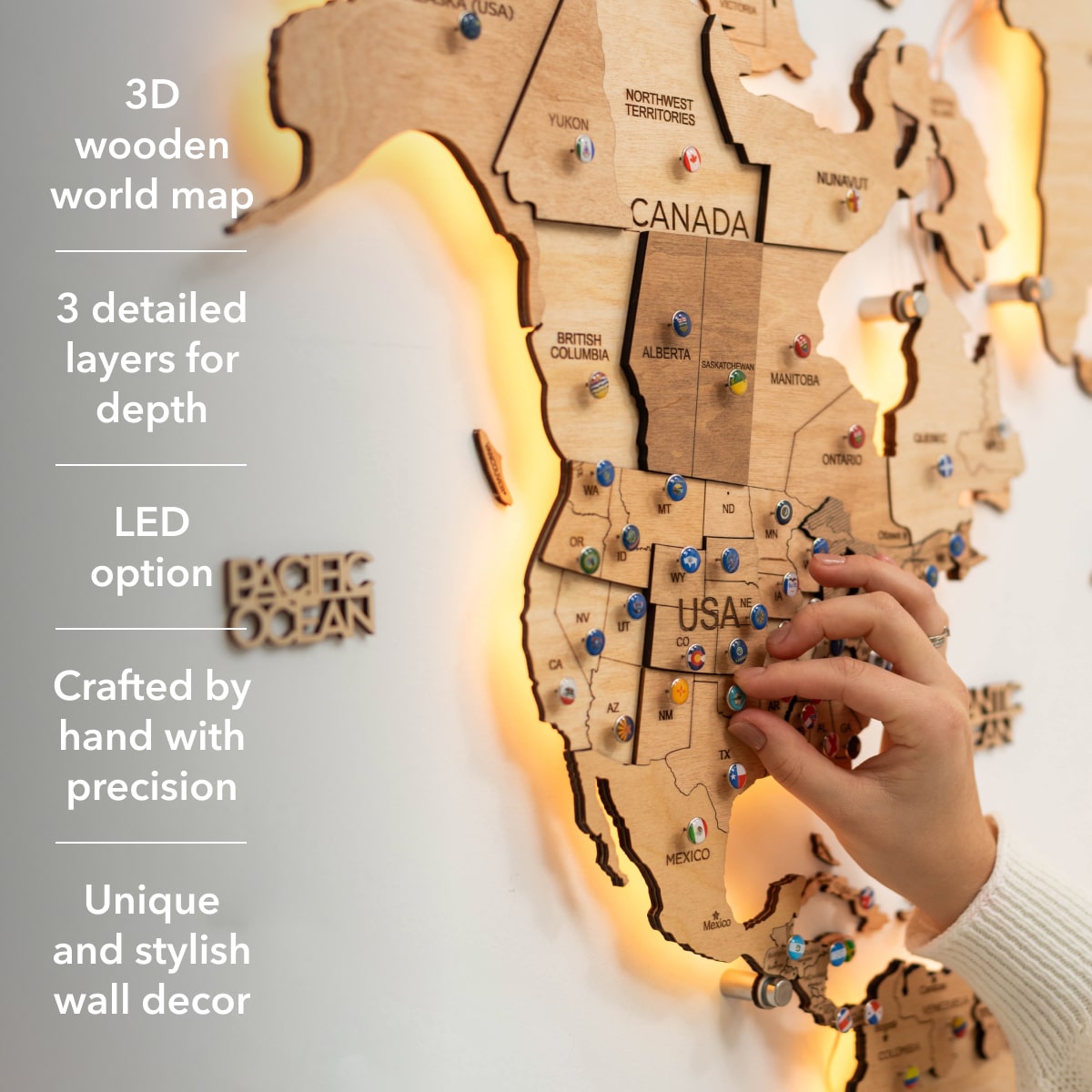 led 3d world map