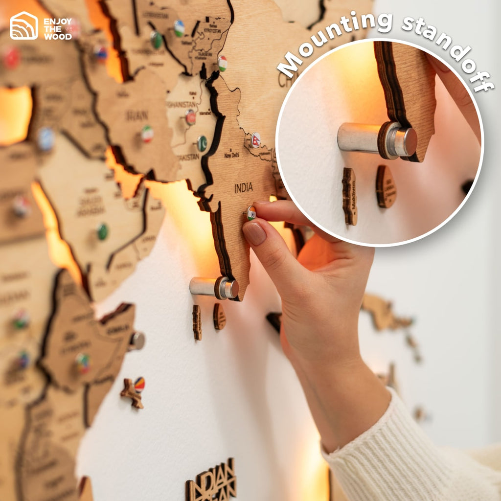 light up wooden world map