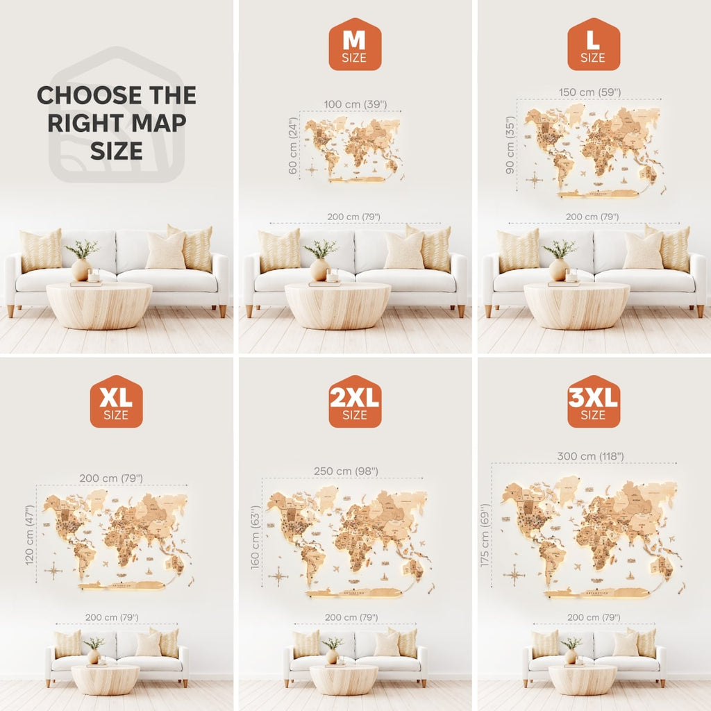 light up wooden world map