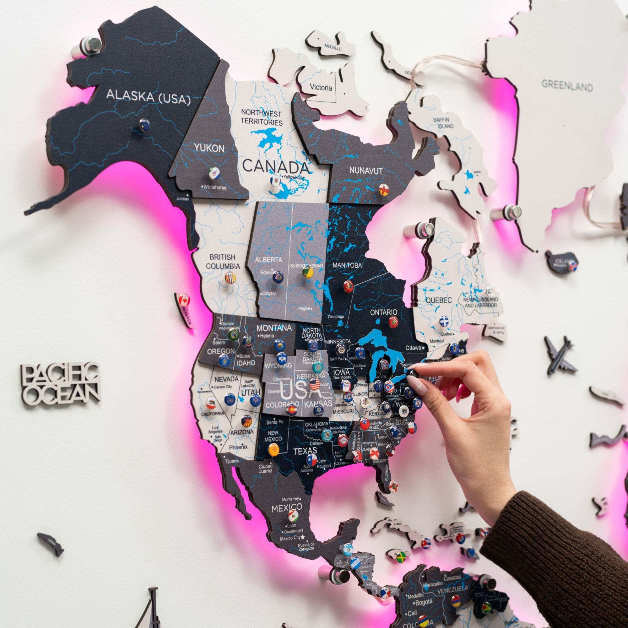 led 3d world map