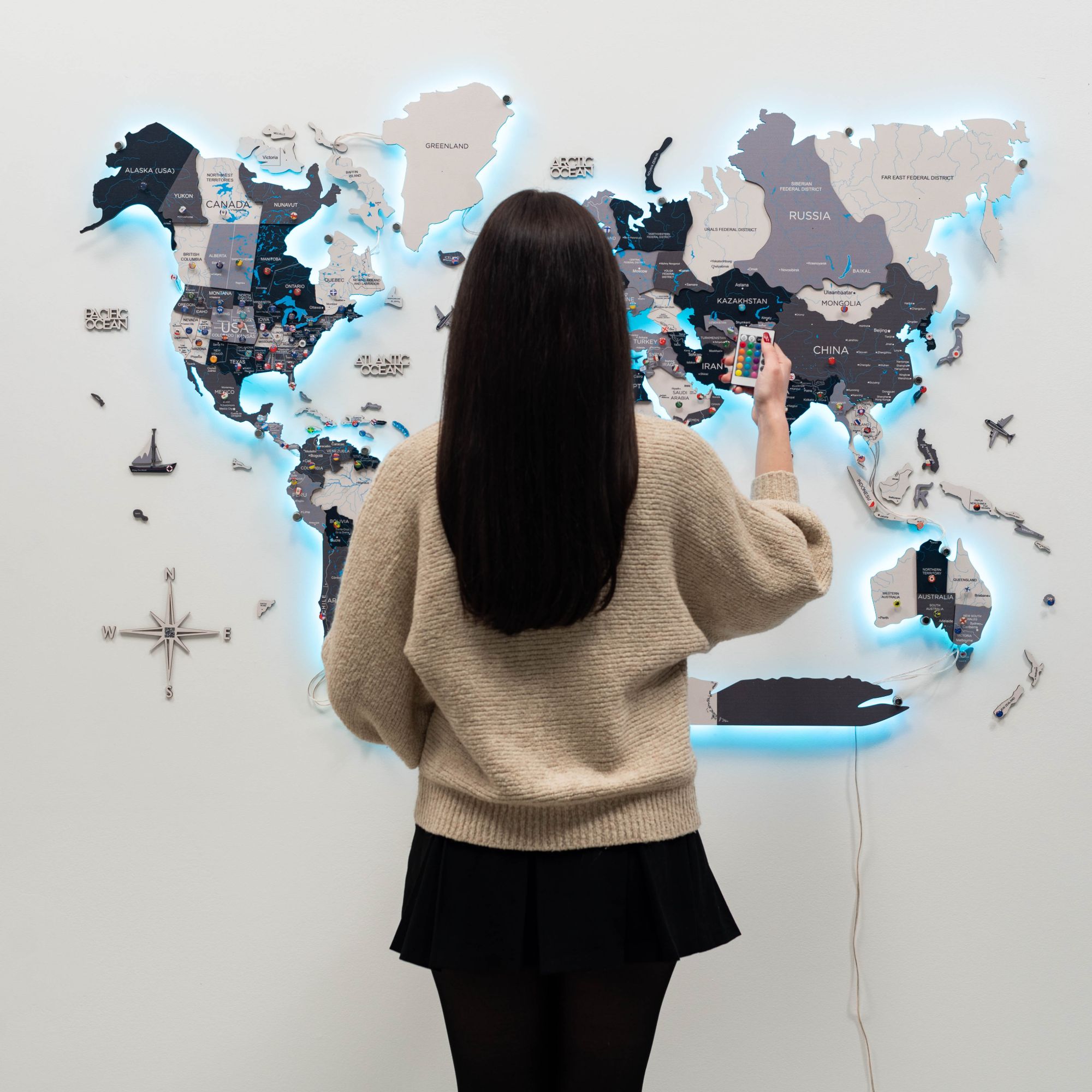 led 3d world map