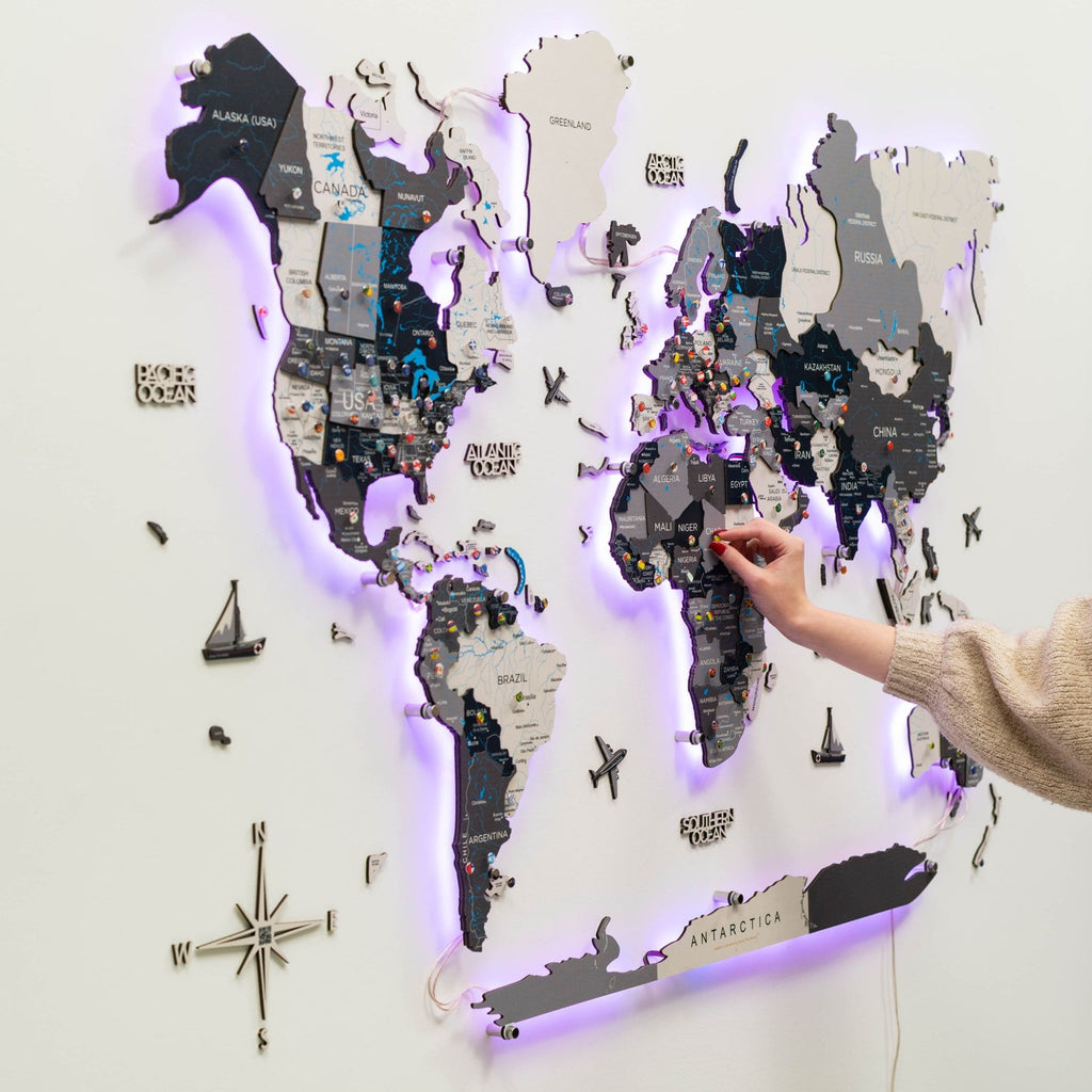 led 3d world map
