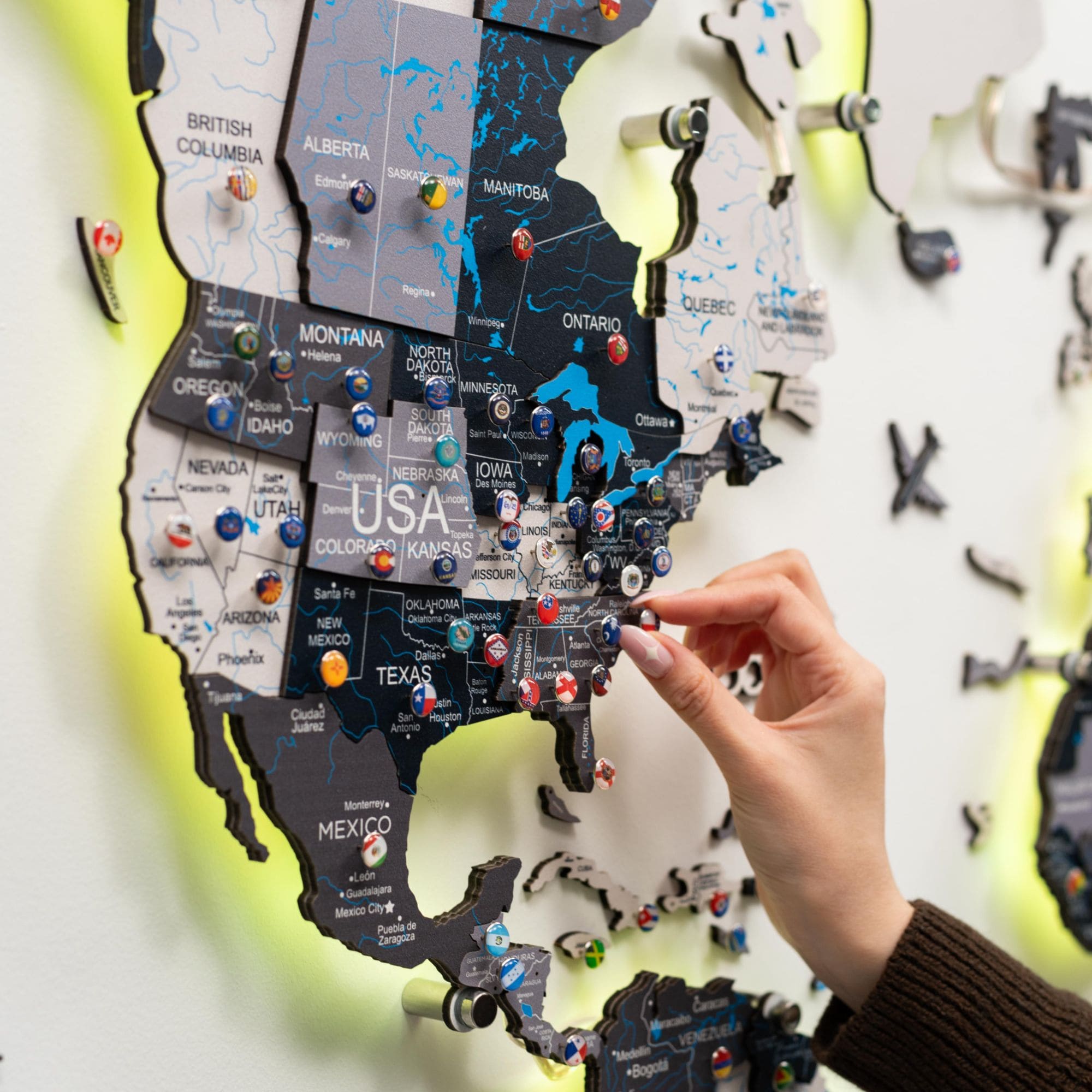 led 3d world map