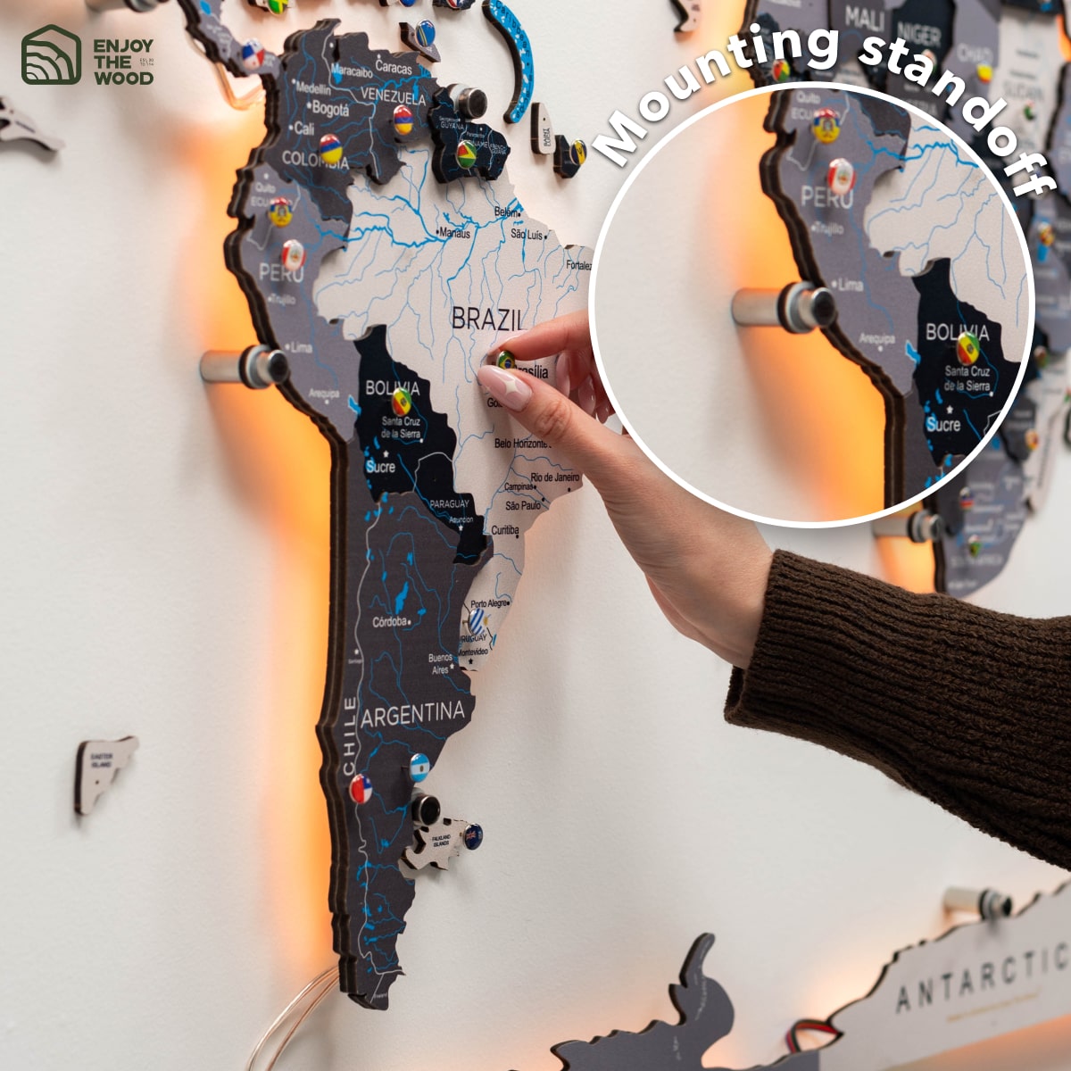 led 3d world map