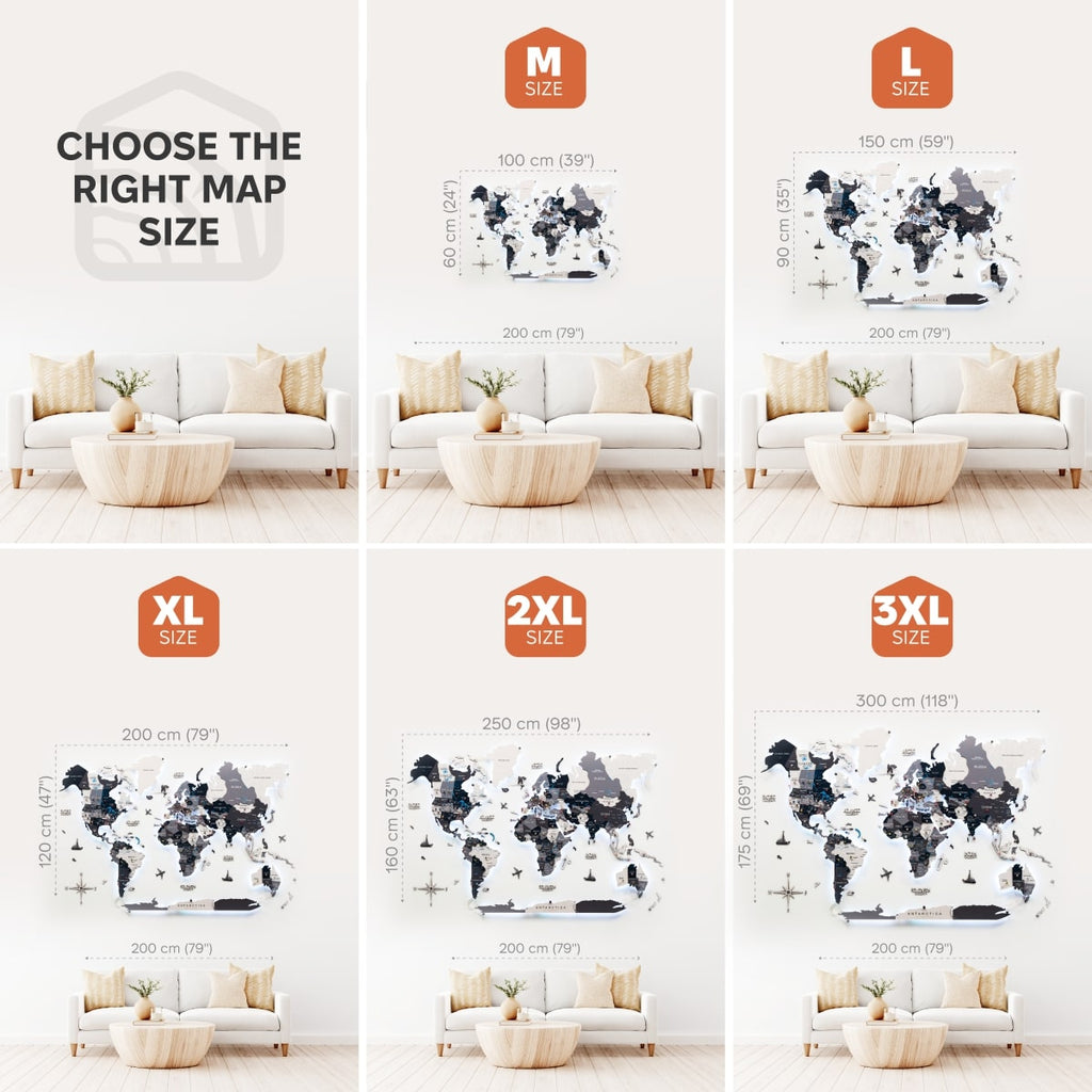 led 3d world map