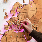 3D LED Wooden World Map 3.0 Oak