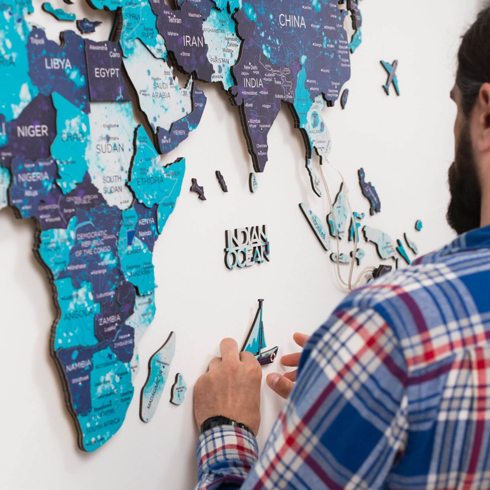 led 3d world map