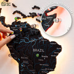 3D LED / LUMINOUS Wooden World Map 3.0 Space